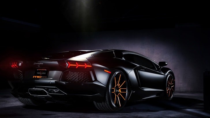 Matte Black Lamborghini Aventador on Vellano wheels Wallpaper