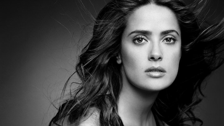 Salma Hayek Black & White Portrait Wallpaper