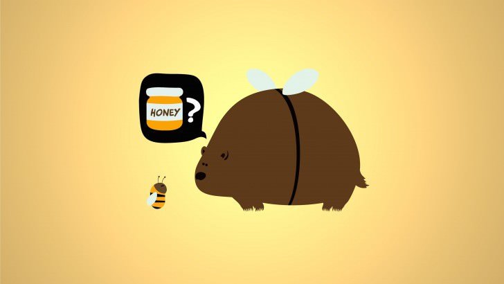 When a Bear Meet a Bee Wallpaper