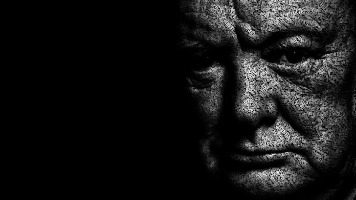 Winston Churchill Typographic Portrait Wallpaper