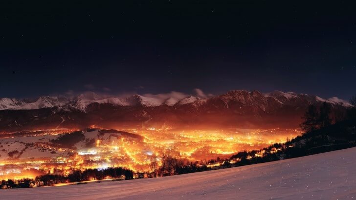 Zakopane City At Night - Poland Wallpaper